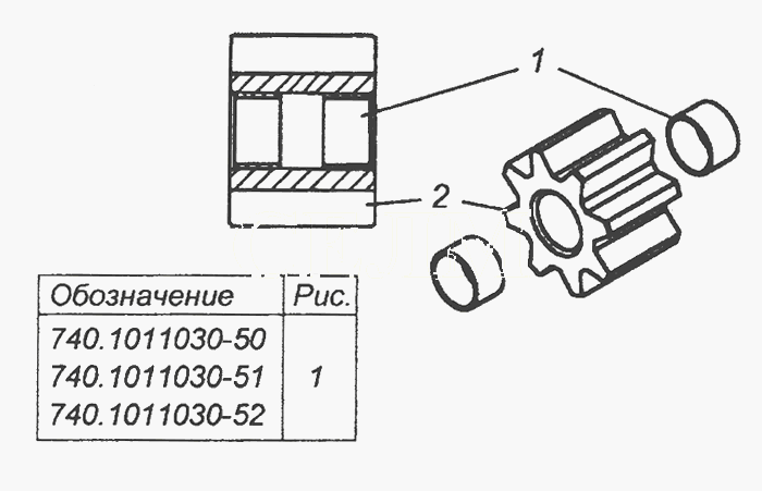 740.1011030-50 Шестерня ведена масляного насоса в зборі